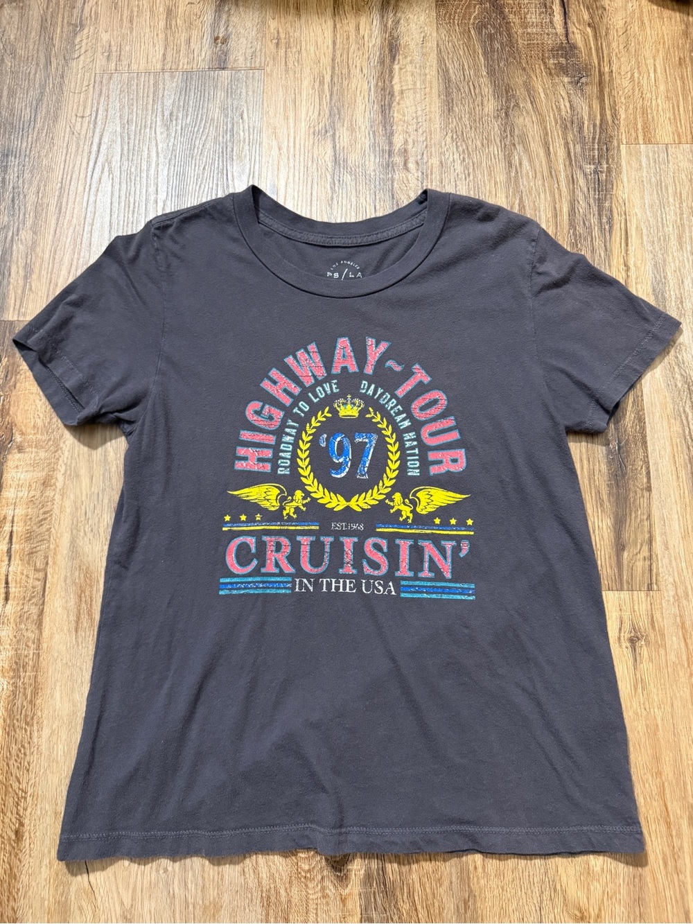 PS/LA Highway Tour Cruisin’ Graphic Tee Gray Small